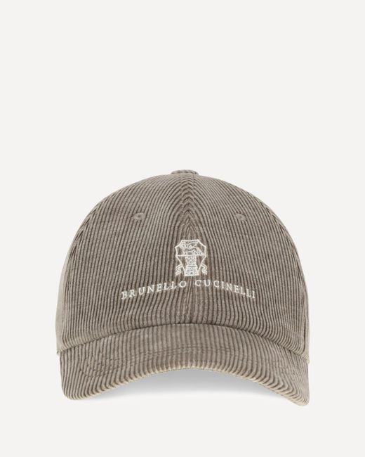 Brunello Cucinelli Brown Ribbed Baseball Cap for men