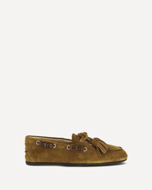Miu Miu Natural Boat Suede Loafers
