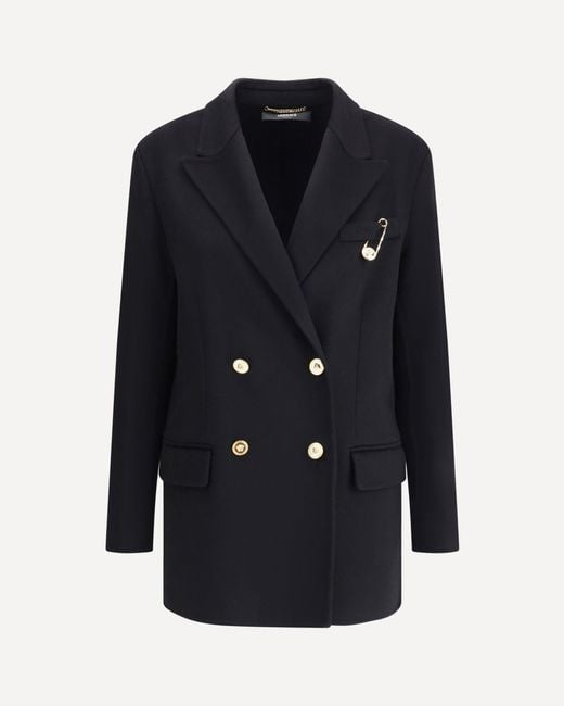 Versace Blue Wool And Cachemire Double-Breasted Coat
