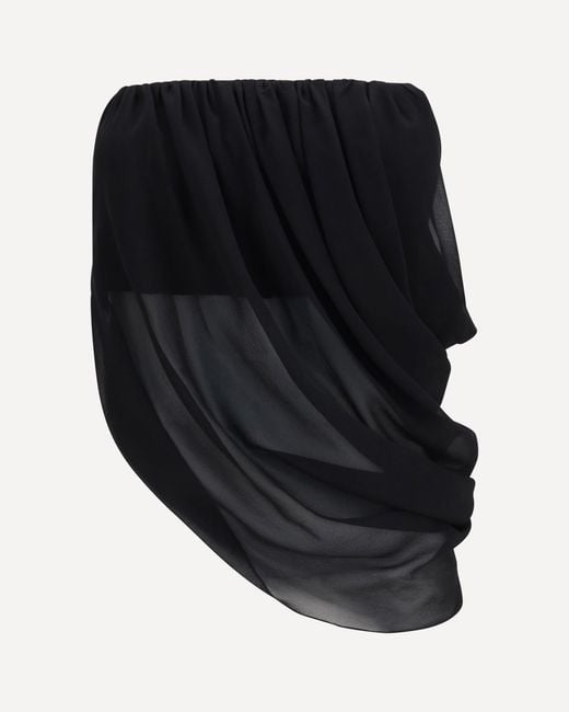 Francesco Murano Black Sheer Draped Top