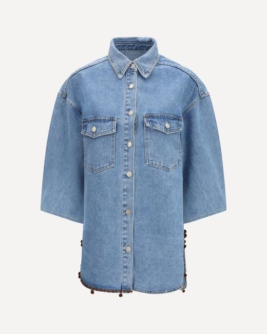 Ella Blue Denim Jacket With Sequin Details