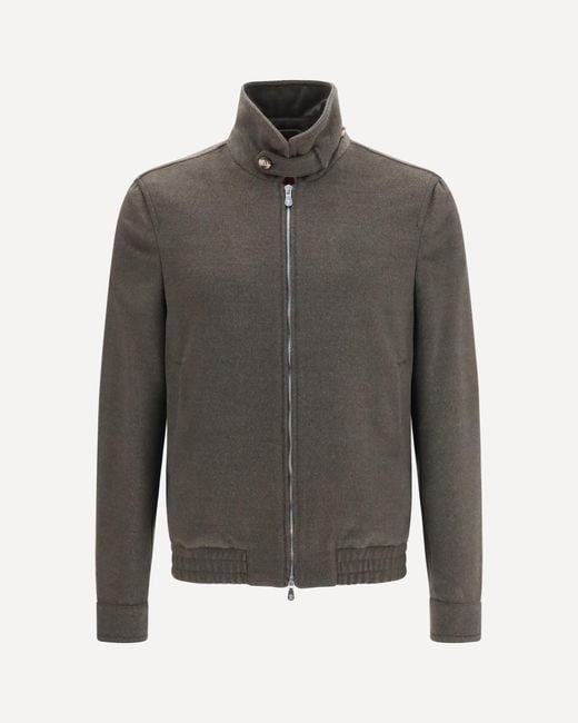 Brunello Cucinelli Gray Wool Zip Jacket With High Collar for men