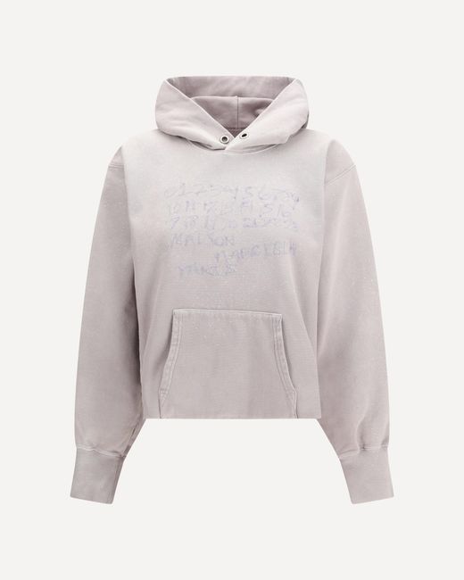 Margiela White Printed Hoodie With Adjustable Drawstring Hood