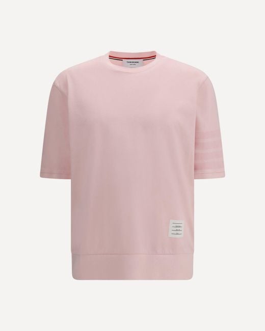 Thom Browne Pink 4-Bar Cotton Jersey T-Shirt for men