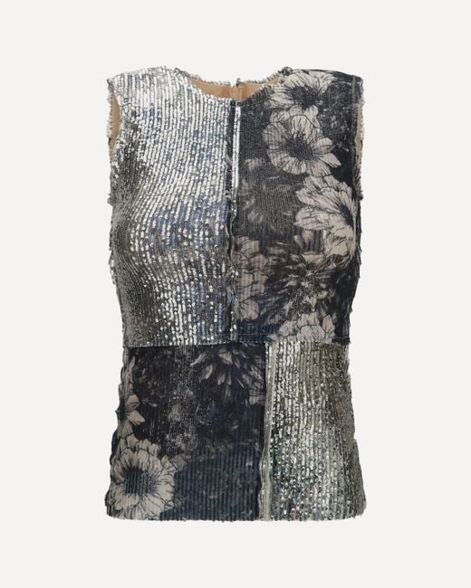 Margiela Gray Floral Sequin Top