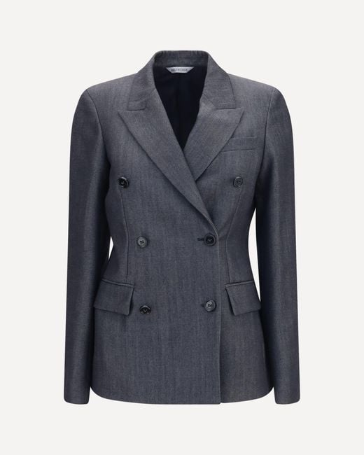 Balenciaga Blue Double-Breasted Wool Blazer