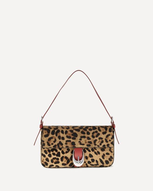 Staud White Leopard Harlow Shoulder Bag