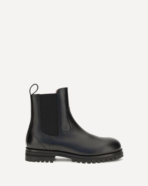 Loro Piana Black Kent Leather Ankle Boots for men