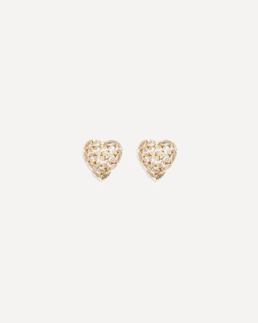 Self-Portrait White Embellished Heart Earrings