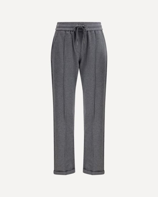 Brunello Cucinelli Gray Track Stretch-Fleece Pants With Monili Detailing