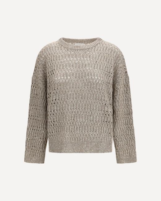 Brunello Cucinelli Gray Openwork Sweater