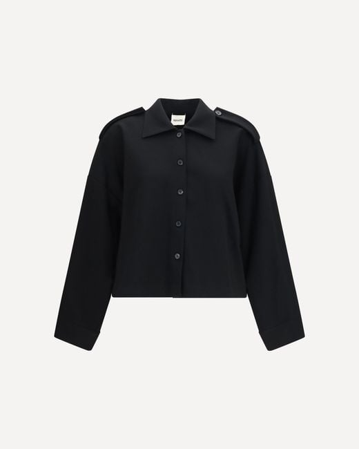 Khaite Black Bodine Wide-Sleeve Shirt