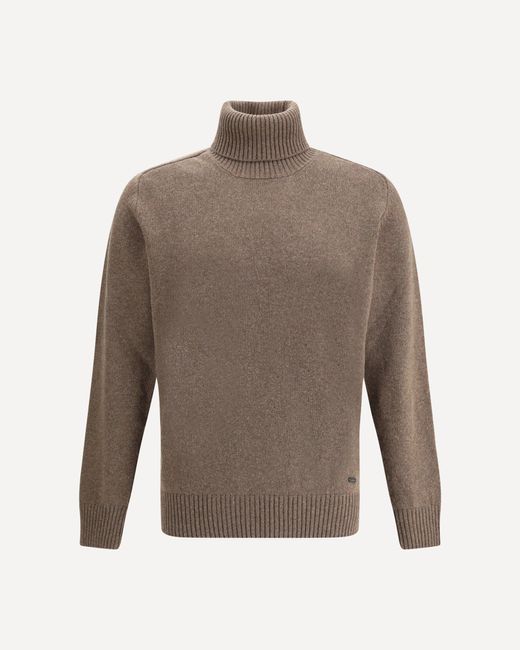Brooksfield Brown Virgin Wool Turtleneck Sweater for men