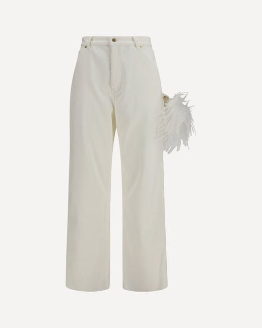 DARKPARK White Lisa Feather Chain Corduroy Pants