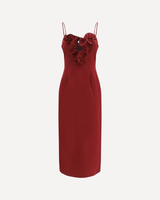 Magda Butrym Red Flower Detail Midi Dress
