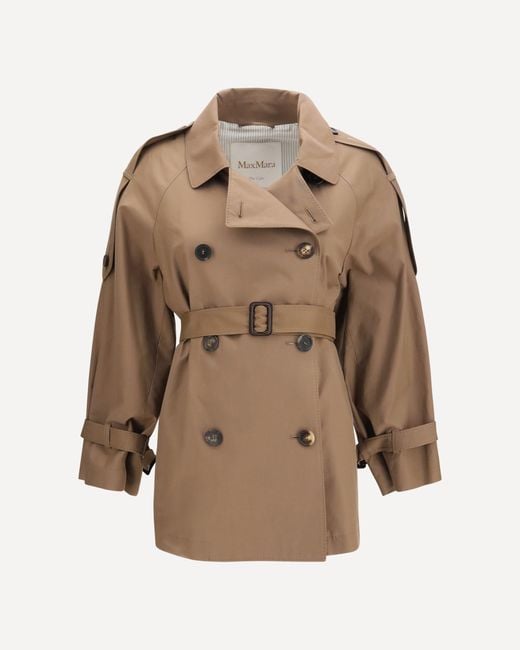 Max Mara Natural Short Water Repellent Twill Trench Coat