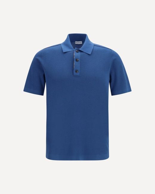Burberry Blue Knit Polo for men
