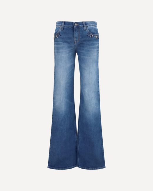 Gucci Blue Stretch Cotton Jeans With Horsebit