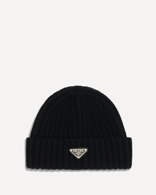 Prada Black Virgin Wool Beanie Hat