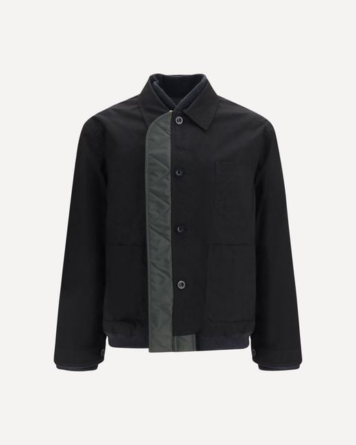 Sacai Black Nylon Ripstop Twill Bomber Jacket for men