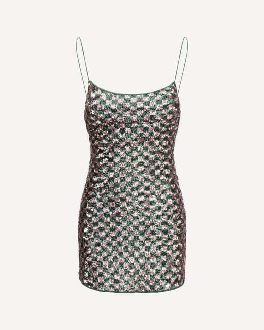 Oseree Multicolor Sequins Chess Mini Dress