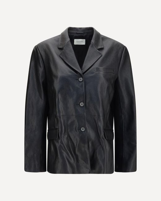 Magda Butrym Black Leather Blazer Jacket
