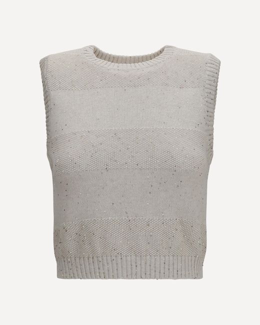 Brunello Cucinelli Gray Knit And Sequin Vest