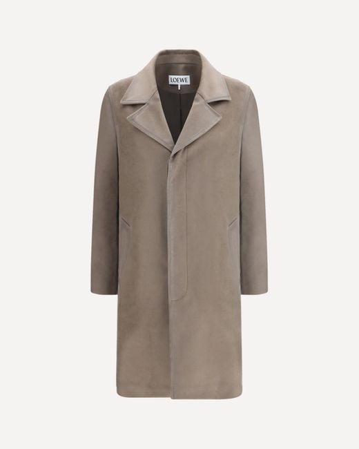 Loewe Gray Single-Breasted Brushed Cotton-Blend Fustian Coat for men