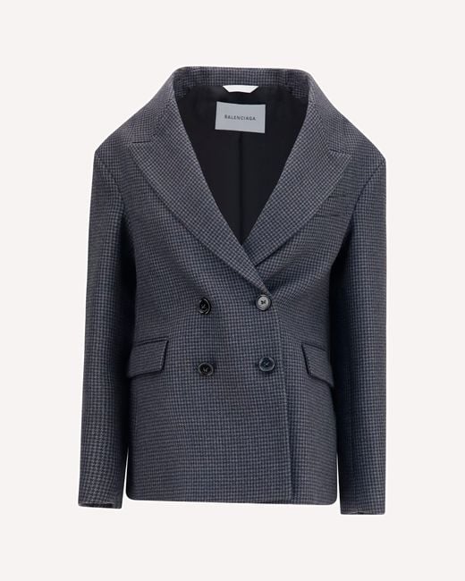 Balenciaga Blue Double-Breasted Wool Blazer