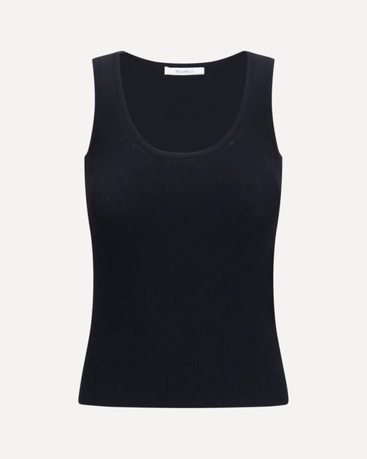 Max Mara Black Ribbed Jersey Tank Top