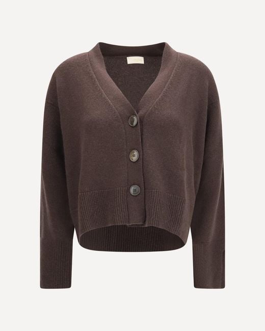 Verybusy Brown Cashmere V-Neck Buttoned Cardigan