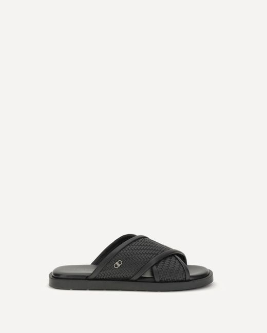 Ferragamo Black Gancini Sandals for men