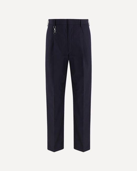 Prada Blue Tailored Cotton Poplin Pants for men
