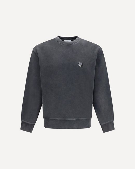 Maison Kitsuné Blue Crewneck Sweater With Fox Head Logo for men