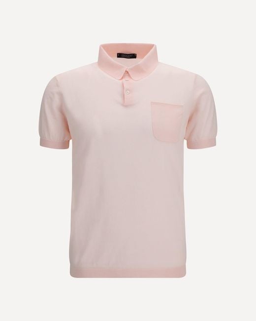 Aragona Cashmere Pink Short-Sleeve Polo for men