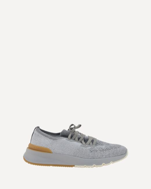 Brunello Cucinelli White Cotton Sneakers for men