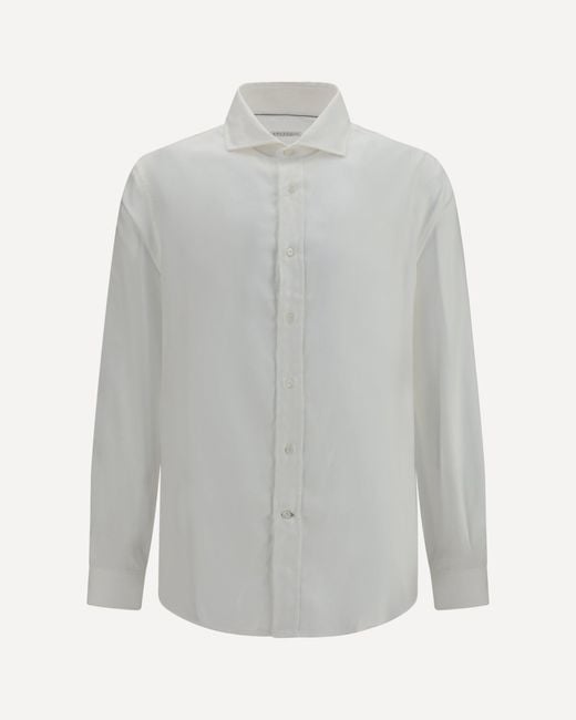 Brunello Cucinelli Gray Cotton Shirt for men