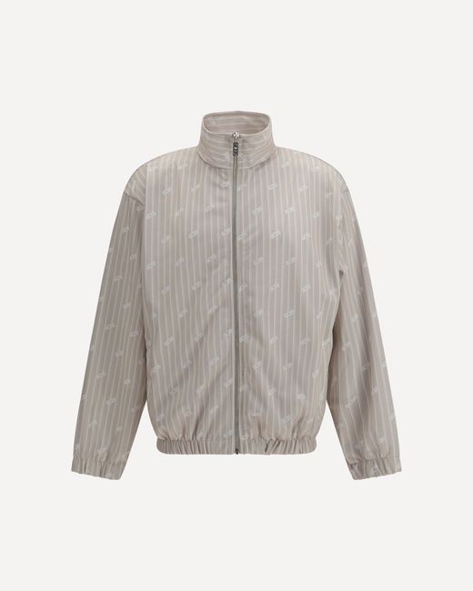 Gcds Gray Pinstriped Track Jacket With All-Over Logo for men