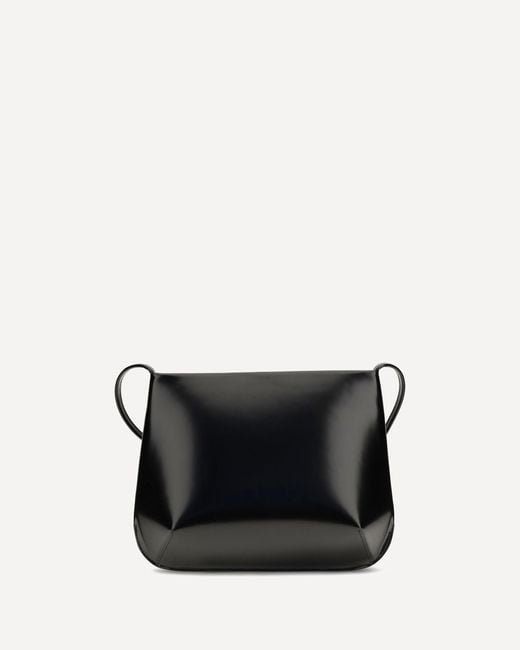 Faune Black Loge Brushed Leather Crossbody Bag