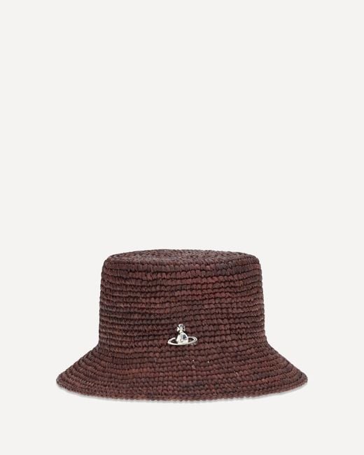 Vivienne Westwood Brown Orb Raffia Bucket Hat