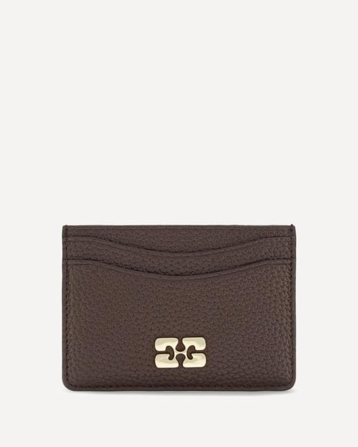 Ganni Brown Textured Faux Leather Card Holder
