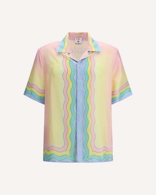 Casablanca Blue All-Over Monogram Jacquard Pattern Polo Shirt for men