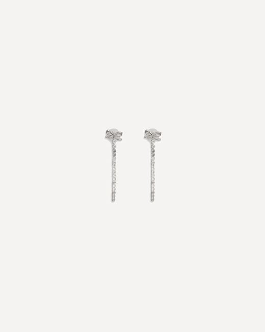 Self-Portrait Natural Crystal Bow Droplet Earrings