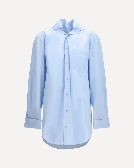 ALAINPAUL Blue Shirt With Elasticated Collar