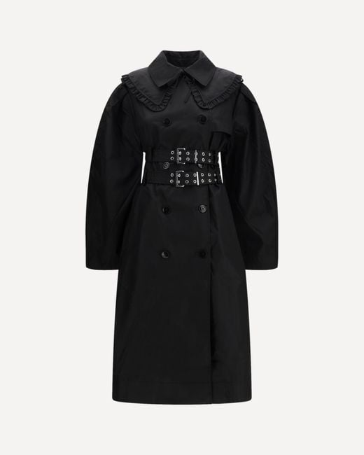 Ganni Black Belted Double-Breasted Coat
