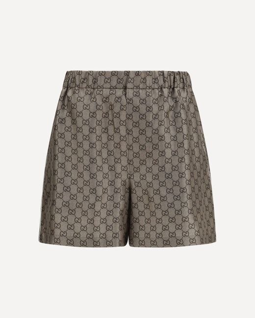 Gucci Gray Printed Silk Twill Shorts