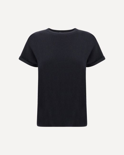 Brunello Cucinelli Black Cashmere Glitter T-Shirt