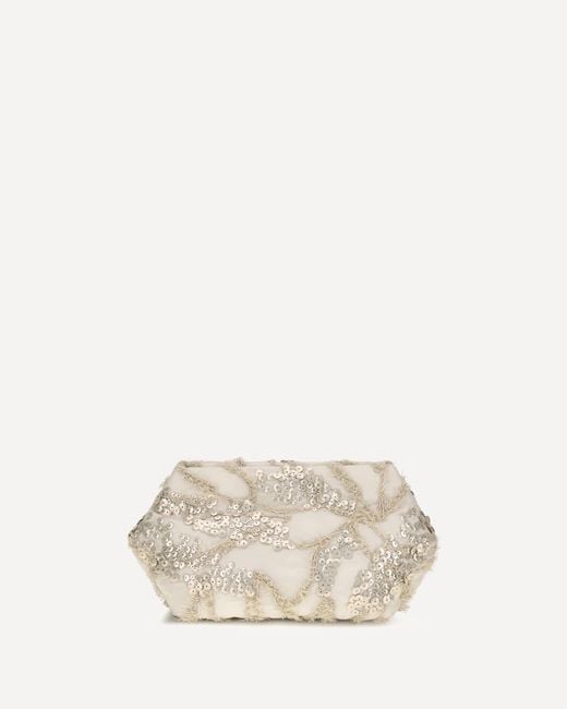 Brunello Cucinelli Natural Embroidered Silk Organza Clutch