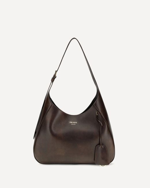 Prada Black Boogie Medium Leather Shoulder Bag