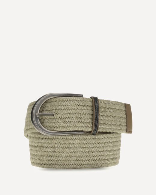Brunello Cucinelli Natural Braided Linen Belt With Shiny Loop
